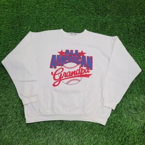 Vintage Baseball Grandpa Sweatshirt L/XL 24x24 Boxy Cropped